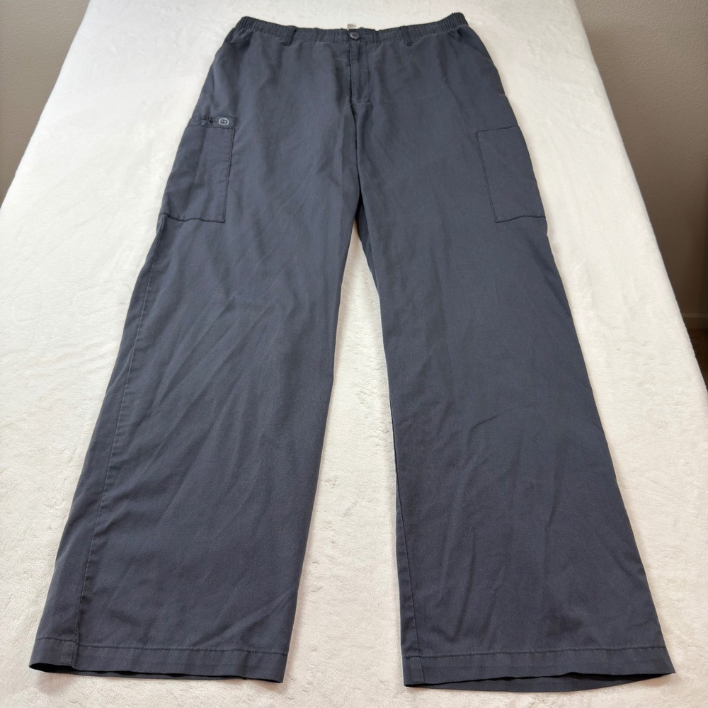 WonderWink WonderWORK Scrub Pants Mens L‎ Charcoal Grey Good Cargo Style 503